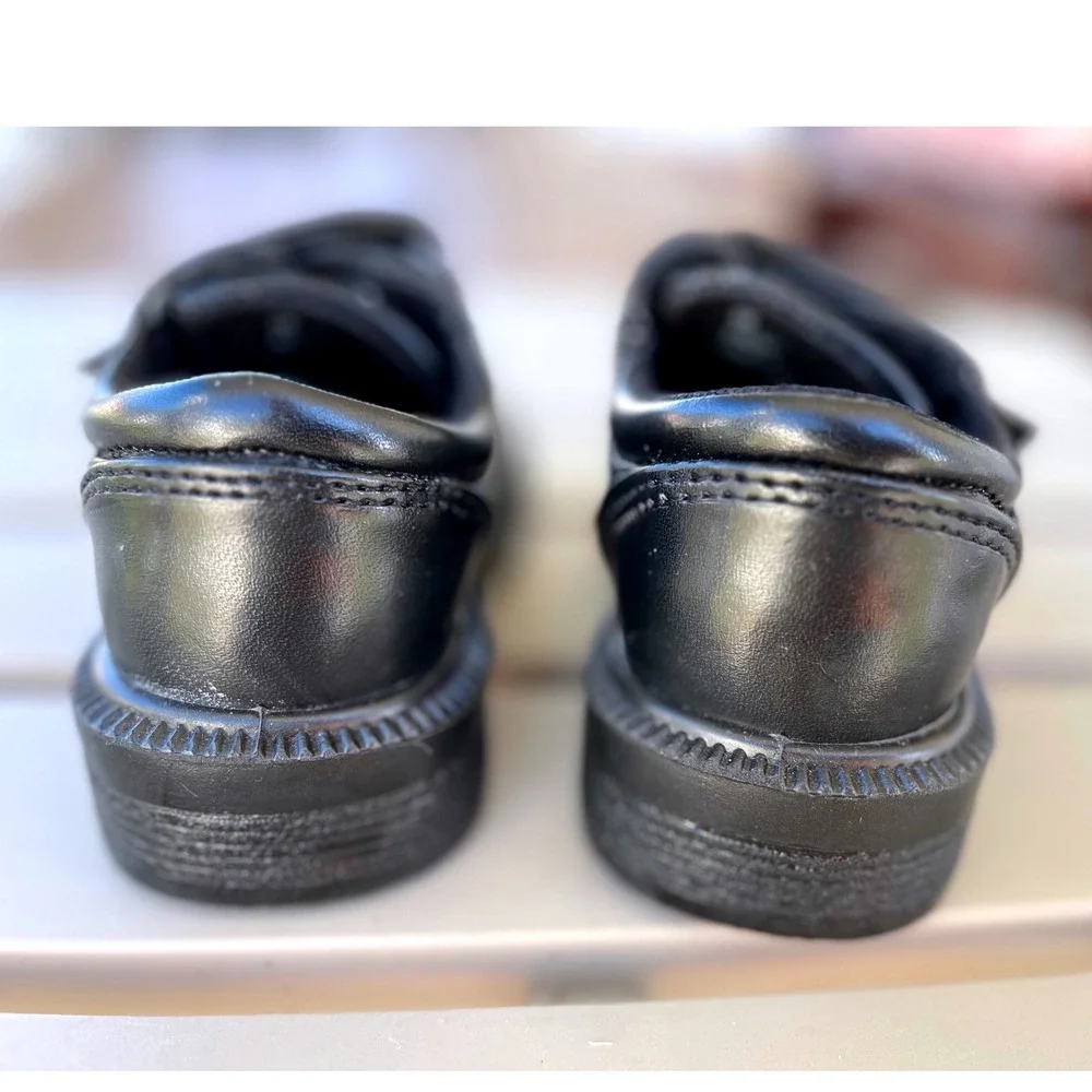French Toast Boys Black Dress Shoes Uniform School Hook and Loop Size 5M Toddler